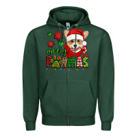 Sports Green merry pawmas christmas corgi Zipper Hoodie - Jasminsmagicworld