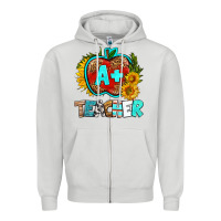 Dove Grey a+ teacher apple Zipper Hoodie - BundleAndBundleShop