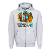 Heather Grey a+ teacher apple Zipper Hoodie - BundleAndBundleShop