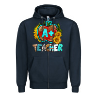Navy a+ teacher apple Zipper Hoodie - BundleAndBundleShop