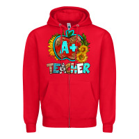 Red a+ teacher apple Zipper Hoodie - BundleAndBundleShop