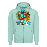 Seafoam a+ teacher apple Zipper Hoodie - BundleAndBundleShop