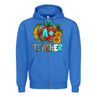 True Royal a+ teacher apple Zipper Hoodie - BundleAndBundleShop