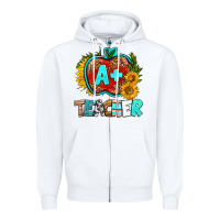 White a+ teacher apple Zipper Hoodie - BundleAndBundleShop