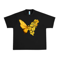 Black flowers and childhood cancer ribbon butterfly Urban Heavy Tee - texasbilliewilder
