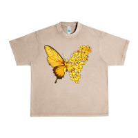 French Oak flowers and childhood cancer ribbon butterfly Urban Heavy Tee - texasbilliewilder