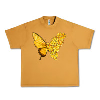 Peanut Butter flowers and childhood cancer ribbon butterfly Urban Heavy Tee - texasbilliewilder