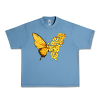 Pebble Blue flowers and childhood cancer ribbon butterfly Urban Heavy Tee - texasbilliewilder