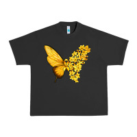 Pigment Black flowers and childhood cancer ribbon butterfly Urban Heavy Tee - texasbilliewilder