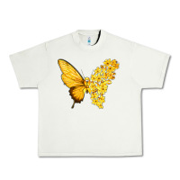 Pistachio flowers and childhood cancer ribbon butterfly Urban Heavy Tee - texasbilliewilder