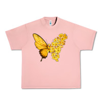 Salmon flowers and childhood cancer ribbon butterfly Urban Heavy Tee - texasbilliewilder