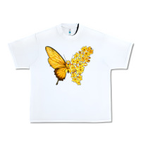 White flowers and childhood cancer ribbon butterfly Urban Heavy Tee - texasbilliewilder