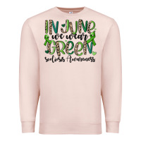 Pale Pink in june we wear green scoliosis awareness Premium Sweatshirt - MaliasSmallBusiness