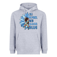 Heather Grey in april we wear blue Heavyweight Hoodie - MaliasSmallBusiness