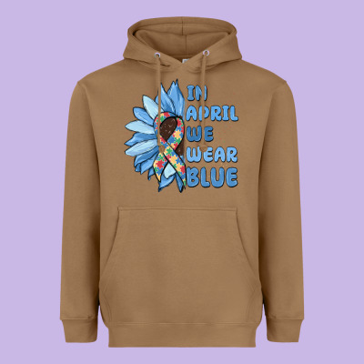 In April We Wear Blue Heavyweight Hoodie Designed By Maliassmallbusiness