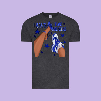 I Have Two Moods Royal Blue Sneakers Afro Girl Vintage Tee Designed By Texasbilliewilder