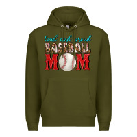Army Green Loud And Proud Baseball Mom Premium Hoodie - BundleAndBundleShop
