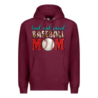Burgundy Loud And Proud Baseball Mom Premium Hoodie - BundleAndBundleShop