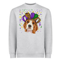 Heather Grey mardi gras beagle Heavyweight Sweatshirt - RanaPortraitStore