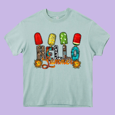 Hello Summer Heavy Core Tee Designed By Racoondesign