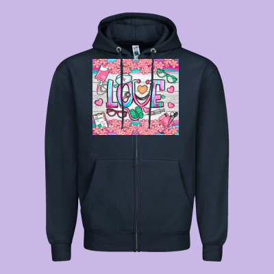 Watercolor Love Nurse Tumbler Zipper Hoodie Designed By Bundleandbundleshop