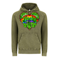 Vintage Olive lucky heart with leopard Vintage Hoodie - RanaPortraitStore