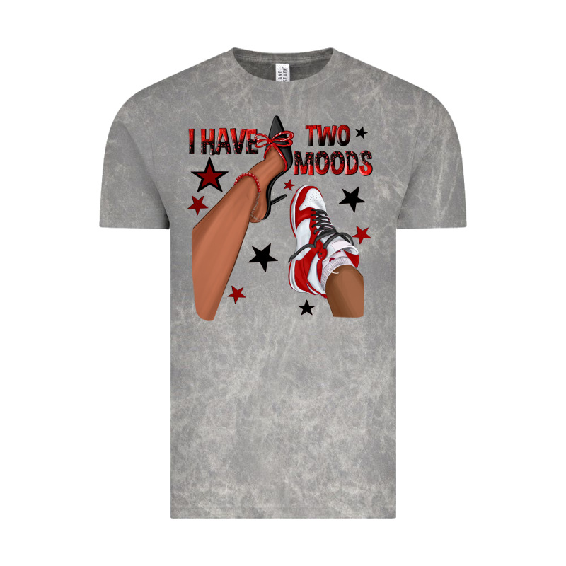 I Have Two Moods Black And Red Sneakers Afro Girl Vintage Tee by texasbilliewilder | Teevron