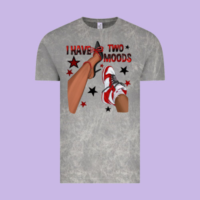 I Have Two Moods Black And Red Sneakers Afro Girl Vintage Tee Designed By Texasbilliewilder