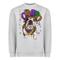 Heather Grey mardi gras hat  english bulldog Heavyweight Sweatshirt - RanaPortraitStore