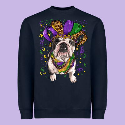 Heavyweight Sweatshirt mardi gras hat  english bulldog