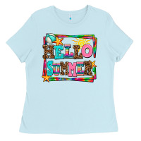 Baby Blue hello summer Ladies Tee - AdoDesignShop