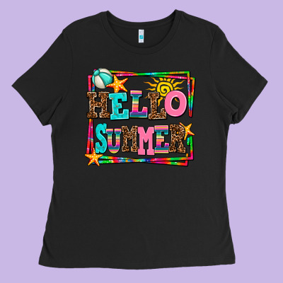 Hello Summer Ladies Tee Designed By Adodesignshop