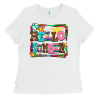 White hello summer Ladies Tee - AdoDesignShop