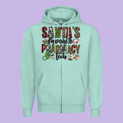 Santa's Favorite Pharmacy Tech Zipper Hoodie Designed By Jasminsmagicworld