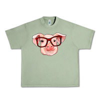 Oil Green pig with red glasses Urban Heavy Tee - RanaPortraitStore