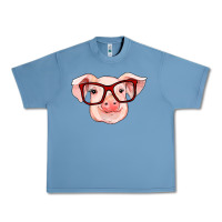 Pebble Blue pig with red glasses Urban Heavy Tee - RanaPortraitStore