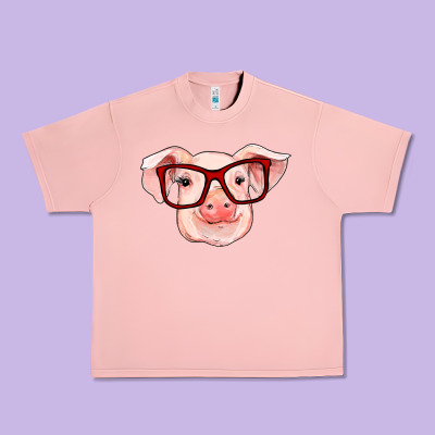 Pig With Red Glasses Urban Heavy Tee Designed By Ranaportraitstore
