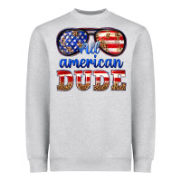 Heather Grey all american dude Heavyweight Sweatshirt - texasbilliewilder