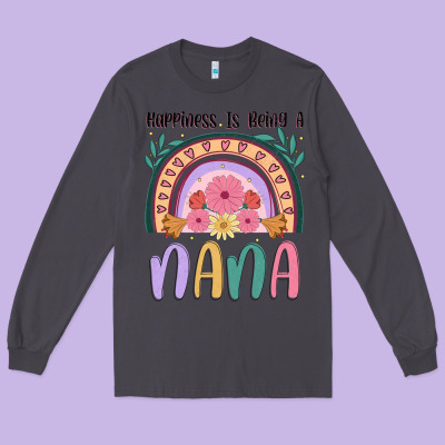 Happiness Is Being A Nana Long Sleeve Tee Designed By Jahusdesignshop