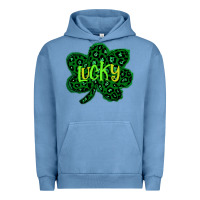 Pigment Pebble Blue Lucky Shamrock St Patricks Day Urban Hoodie - Bettercallsaul