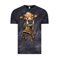 Cloud Black heifer cow with cow bell Vintage Tee - RanaPortraitStore