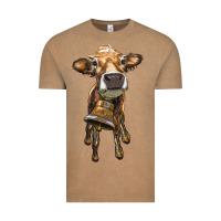 Vintage Coffee heifer cow with cow bell Vintage Tee - RanaPortraitStore