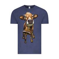 Vintage Denim heifer cow with cow bell Vintage Tee - RanaPortraitStore