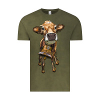 Vintage Olive heifer cow with cow bell Vintage Tee - RanaPortraitStore