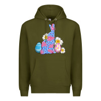 Army Green easter bunny wıth easter eggs Premium Hoodie - AdoDesignShop