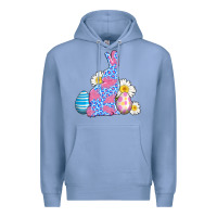 Colony Blue easter bunny wıth easter eggs Premium Hoodie - AdoDesignShop