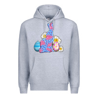 Heather Grey easter bunny wıth easter eggs Premium Hoodie - AdoDesignShop