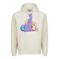 Oatmeal Heather easter bunny wıth easter eggs Premium Hoodie - AdoDesignShop
