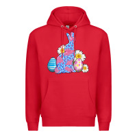 Red easter bunny wıth easter eggs Premium Hoodie - AdoDesignShop