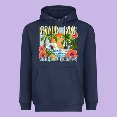Find Me Under The Palms Heavyweight Hoodie Designed By Maliassmallbusiness